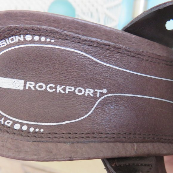 Brown Leather Wedge Summer Sandals by Rockport with Dynamic Suspension..…225 - Picture 5 of 9